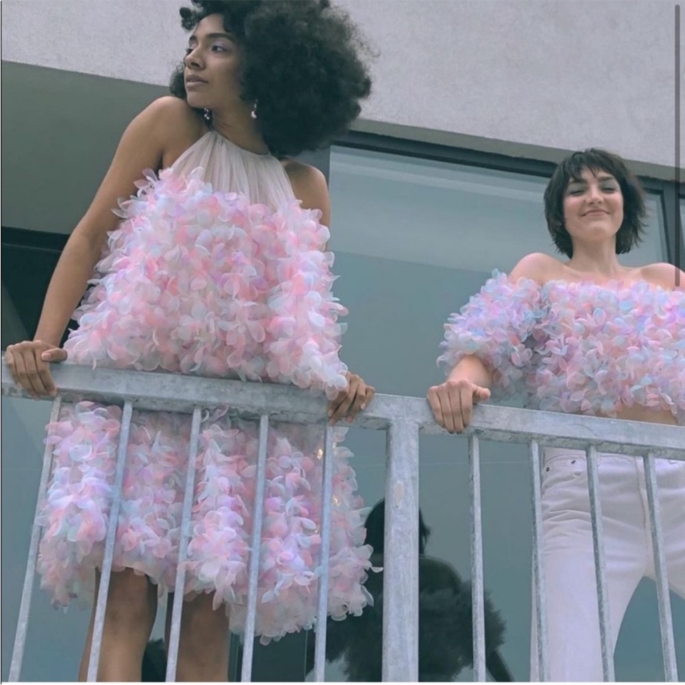 Lirika Matoshi | Pastel Organza Floral Dress | M